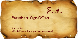 Paschka Agnéta névjegykártya